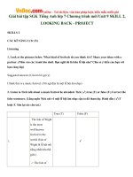 Giải bài tập SGK Tiếng Anh lớp 7 Chương trình mới Unit 9 SKILL 2, LOOKING BACK  PROJECT 