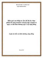 Hiệu quả can thiệp tư vấn chế độ ăn, thực phẩm bổ sung isomalt và luyện tập ở người có nguy cơ đái tháo đường type 2 tại cộng đồng