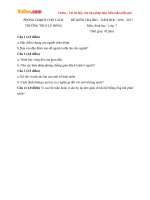 Đề thi học kì 1 môn Sinh học lớp 7 trường THCS Lê Hồng, Bến Tre năm học 2016  2017 