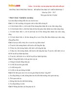 Đề thi học kì 1 môn Sinh học lớp 7 trường THCS Phương Trung, Hà Nội năm học 2016  2017 