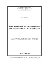 Rèn luyện và phát triển năng lực tư duy sáng tạo cho học sinh lớp 9 qua dạy học hình học (LV thạc sĩ)