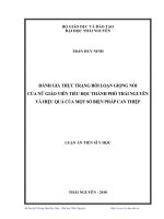 Đánh giá thực trạng rối loạn giọng nói của nữ giáo viên tiểu học thành phố Thái Nguyên và hiệu quả một số biện pháp can thiệp
