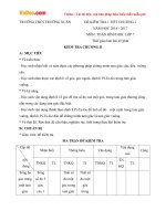 Đề kiểm tra 1 tiết môn Toán hình học lớp 7 trường THCS Trường Xuân, Cần Thơ năm học 2016  2017