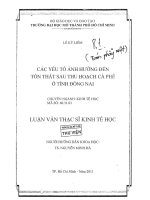 các yếu tố ảnh hưởng đến tổn thất sau thu hoạch cà phê ở tỉnh đồng nai 