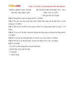 Đề thi giữa học kì 2 môn Vật lý lớp 7 trường THCS Biên Giới, Tây Ninh năm học 2015  2016 