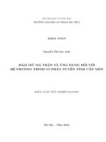 Hàm mũ ma trận và ứng dụng với hệ phương trình vi phân tuyến tính cấp một 