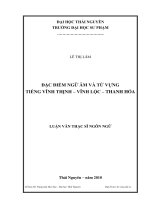 Đặc điểm ngữ âm và tự vựng tiếng Vĩnh Thịnh - Vĩnh Lộc - Thanh Hóa