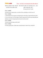 Đề thi giữa học kì 2 môn Sinh học lớp 7 trường THCS Biên Giới, Tây Ninh năm học 2015  2016 