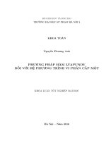 Phương pháp hàm lyapunov đối với hệ phương trình vi phân cấp một 