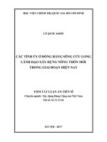 Các tỉnh uỷ ở đồng bằng sông cửu long lãnh đạo xây dựng nông thôn mới trong giai đoạn hiện nay (tt) 
