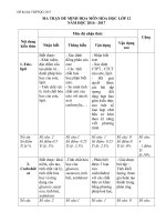 MA TRẬN ĐỀ MINH HỌA MÔN HÓA HỌC LỚP 12(Trịnh đào)