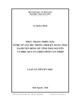 Thực trạng thiếu máu ở phụ nữ Sán Dìu trong thời kỳ mang thai tại huyện Đồng Hỷ tỉnh Thái Nguyên và hiệu quả của biện pháp can thiệp