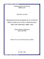 Thẩm quyền xét xử sơ thẩm các vụ án dân sự theo cấp xét xử của Tòa án nhân dân qua thực tiễn tỉnh Thừa thiên - Huế