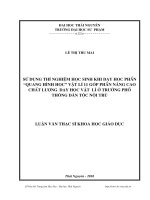 Sử dụng thí nghiệm học sinh khi dạy học phần “Quang hình học” – Vật lí 11 góp phần nâng cao chất lượng dạy học Vật lí ở trường phổ thông dân tộc n