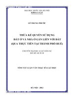 Thừa kế quyền sử dụng đất ở và nhà ở gắn liền với đất (qua thực tiễn tại thành phố Huế).