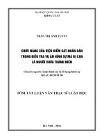 Chức năng của Viện Kiểm sát nhân dân trong điều tra vụ án hình sự mà bị can là người chưa thành niên