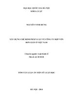 Xây dựng chế định pháp luật về công ty hợp vốn đơn giản ở Việt Nam