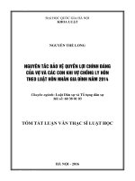 Nguyên tắc bảo vệ quyền lợi chính đáng của vợ và các con khi vợ chồng ly hôn theo luật Hôn nhân gia đình năm 2014