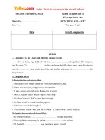 Đề thi học kỳ 2 môn Tiếng Anh lớp 7 trường THCS Đông Ninh, Hưng Yên năm học 2015  2016 