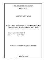 Hoàn thiện pháp luật về đối thoại xã hội trong quan hệ lao động ở Việt Nam