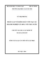 Pháp luật về kiểm soát vốn tại các doanh nghiệp có 100% vốn nhà nước (tt)