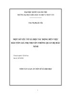 Một số yếu tố xã hội tác động đến việc bảo tồn các giá trị truyền thống của quan họ bắc ninh 