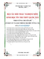 Bộ câu hỏi trắc nghiệm môn sinh học ôn thi thpt quốc gia theo từng chuyên đề có đáp án và giải thích chi tiết từng câu của tuyensinh247