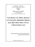 Vận dụng cấu trúc Jigsaw của Elliot Aronson trong dạy học phần Hóa vô cơ lớp 10 nâng cao (LV tốt nghiệp)