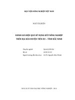 đánh giá hiệu quả sử dụng đất nông nghiệp trên địa bàn huyện tiên du – tỉnh bắc ninh