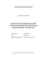 đánh giá việc thực hiện chính sách bồi thường giải phóng mặt bằng một số dự án huyện thanh miện - tỉnh hải dương