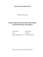 đánh giá hiệu quả đất sản xuất nông nghiệp tại huyện nam đàn, tỉnh nghệ an