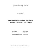 đánh giá hiệu quả sử dụng đất nông nghiệp trên địa bàn huyện ý yên, tỉnh nam định