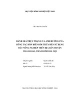 đánh giá thực trạng và ảnh hưởng của công tác dồn điền đổi thửa đến sử dụng đất nông nghiệp trên địa bàn huyện thanh oai, thành phố hà nội