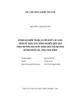 đánh giá hiện trạng và đề xuất các loại hình sử dụng đất nông nghiệp hiệu quả theo hướng sản xuất hàng hóa tại địa bàn huyện hưng hà, tỉnh thái bình