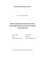 đánh giá hiệu quả sử dụng đất sản xuất nông nghiệp trên địa bàn huyện bố trạch, tỉnh quảng bình