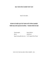 Đánh giá hiệu quả sử dụng đất nông nghiệp trên địa bàn quận hà đông - thành phố hà nội
