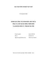 đánh giá công tác dồn điền đổi thửa phục vụ xây dựng nông thôn mới tại huyện phù cừ, tỉnh hưng yên