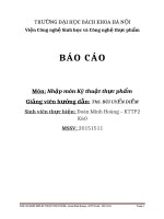 BÁO CÁO NHẬP môn KỸ THUẬT THỰC PHẨM 