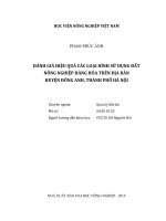 đánh giá hiệu quả các loại hình sử dụng đất nông nghiệp hàng hóa trên địa bàn huyện đông anh, thành phố hà nội