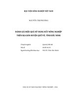 đánh giá hiệu quả sử dụng đất nông nghiệp trên địa bàn huyện quế võ, tỉnh bắc ninh