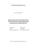 đánh giá công tác đấu giá quyền sử dụng các thửa đất nhỏ lẻ, xen kẹt trên địa bàn quận hoàng mai, thành phố hà nội