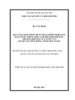 Dựa vào cộng đồng để sử dụng khôn khéo đất ngập nước trong bối cảnh biến đổi khí hậu – trường hợp đất lúa nước của huyện gò công đông, tỉnh tiền giang (tt) 