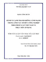 Hành vi cạnh tranh không lành mạnh trong lĩnh vực sở hữu công nghiệp theo pháp luật Việt Nam và thực tiễn áp dụng