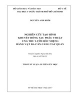 Nghiên cứu tạo hình khuyết hổng sau phẫu thuật ung thư lưỡi hốc miệng bằng vạt da cân cẳng tay quay (TT)