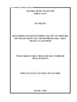 Hoạt động giải quyết khiếu nại, tố cáo trên địa bàn huyện Quốc Oai, thành phố Hà Nội - thực trạng và giải pháp