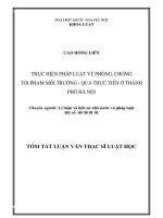 Thực hiện pháp luật về phòng, chống tội phạm môi trường - Qua thực tiễn ở thành phố Hà Nội