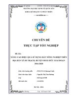 NÂNG CAO HIỆU QUẢ sử DỤNG đất NÔNG NGHIỆP xã DI TRẠCH HUYỆN HOÀI đức