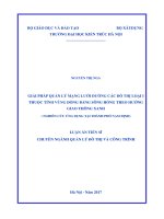 GIẢI PHÁP QUẢN LÝ MẠNG LƯỚI ĐƯỜNG CÁC ĐÔ THỊ LOẠI I THUỘC TỈNH VÙNG ĐỒNG BẰNG SÔNG HỒNG THEO HƯỚNG GIAO THÔNG XANH (LA tiến sĩ)