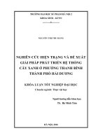 Nghiên cứu hiện trạng và đề xuất giải pháp phát triển hệ thống cây xanh ở phường Thanh Bình thành phố Hải Dương (LV tốt nghiệp)