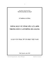 Tiếng hát về tình yêu lứa đôi trong dân ca H''mông Hà Giang